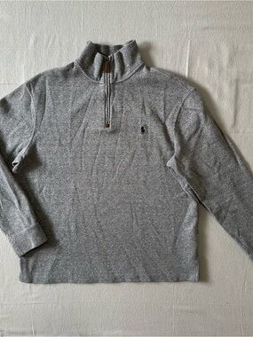 Polo Ralph Lauren Quarter Zip Sweater Grey Pullover Size L Classic